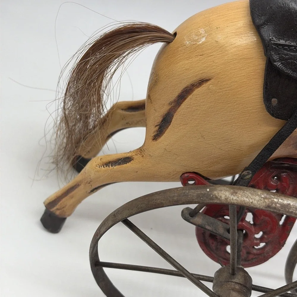 20th Century velocipede tricycle 17x15in Wood & Cast Iron Horse Children's  Toy